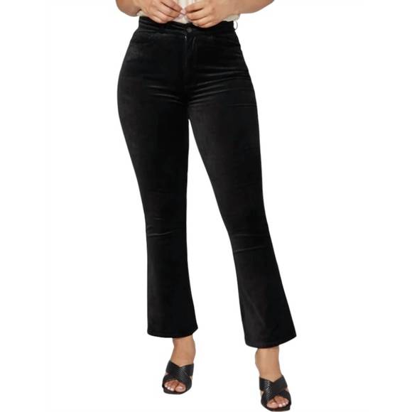 NEW PAIGE flaunt femme ankle flare pants in black velvet
